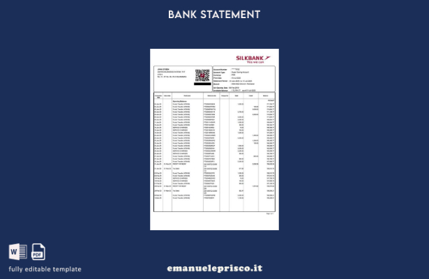 modello di parole dell'estratto conto Pakistan Silkbank in stile verificato